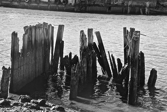 Black and White of the Broken Dock